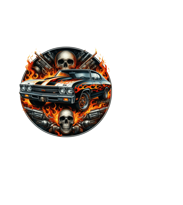 Muscle Car - Izomautó minta fekete pólón