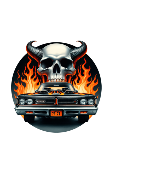 Muscle Car - Izomautó minta fekete pólón
