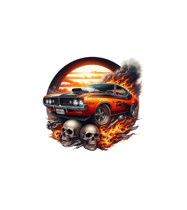 Muscle Car - Izomautó minta fehér pólón