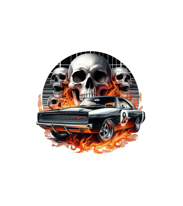Muscle Car - Izomautó minta fehér pólón