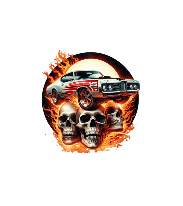 Muscle Car - Izomautó minta fehér pólón