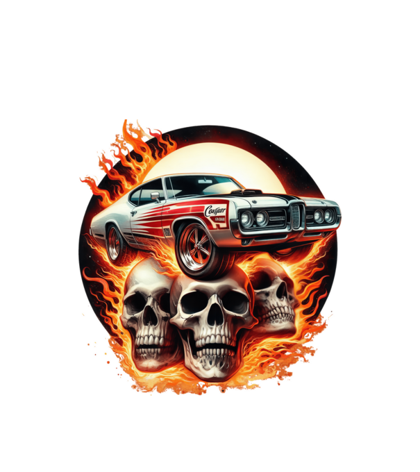Muscle Car - Izomautó minta fehér pólón