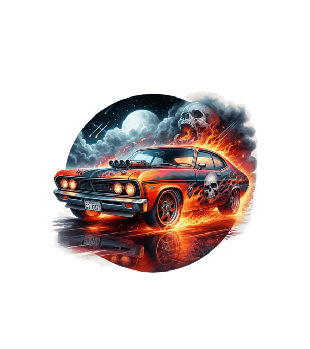 Muscle Car - Izomautó minta fehér pólón