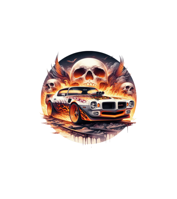 Muscle Car - Izomautó minta fehér pólón