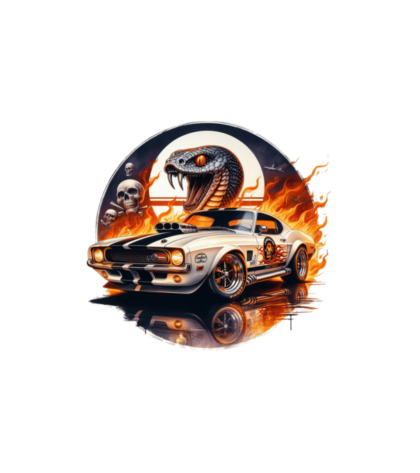 Muscle Car - Izomautó minta fehér pólón