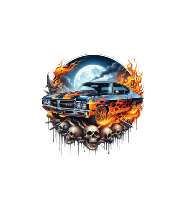 Muscle Car - Izomautó minta fehér pólón