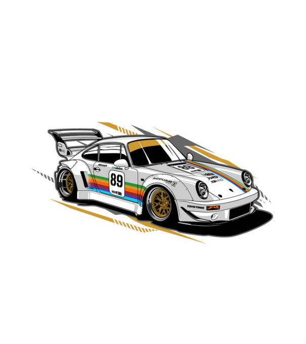 Porsche 964 minta fehér pólón