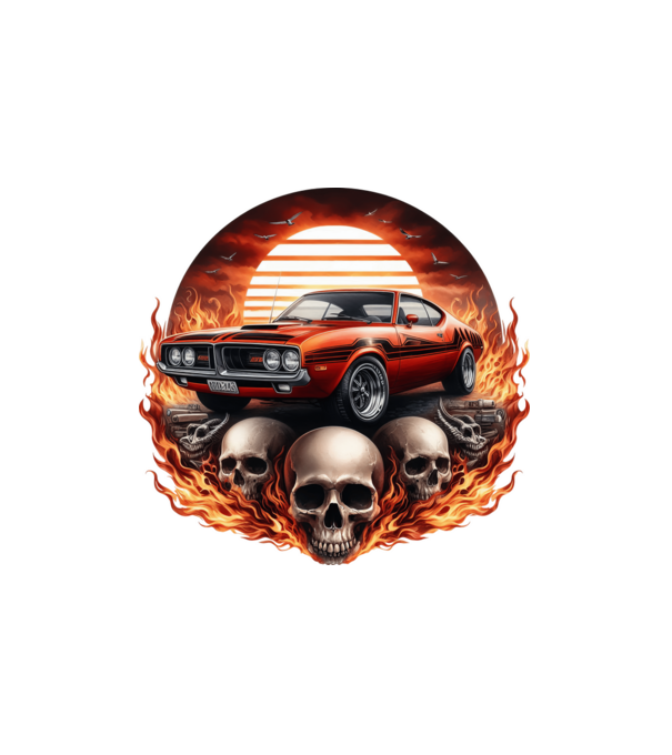 Muscle Car - Izomautó minta fehér pólón