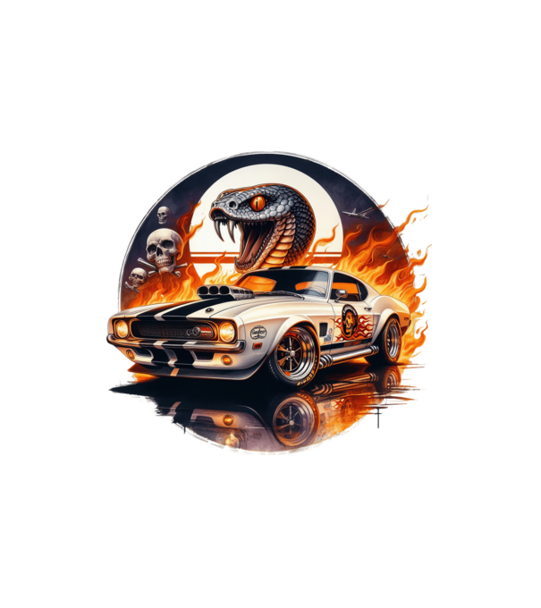 Muscle Car - Izomautó minta fehér pólón