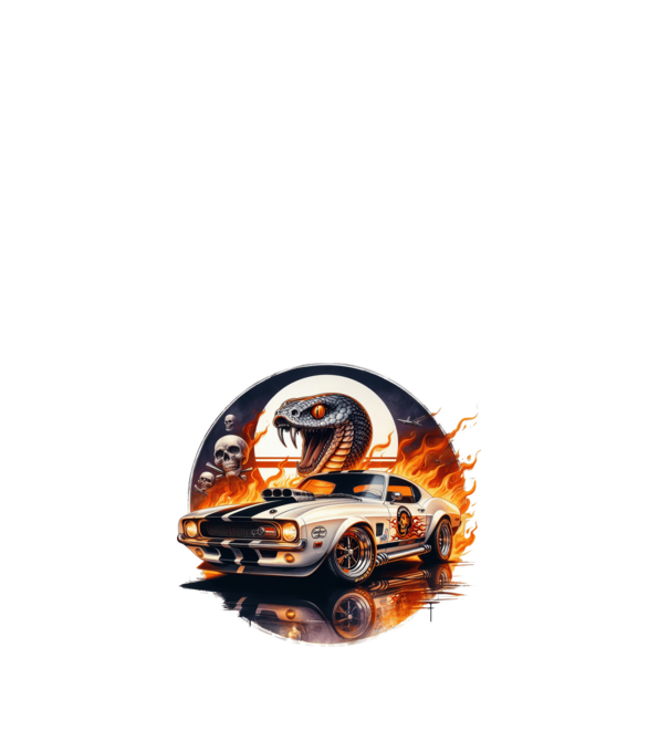 Muscle Car - Izomautó minta fehér pólón