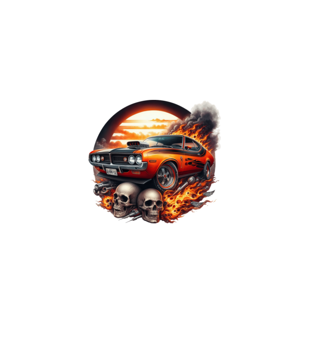 Muscle Car - Izomautó minta szürke pólón