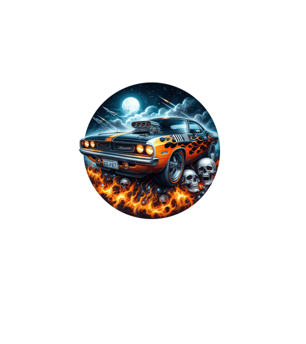 Muscle Car - Izomautó minta sötétkék pólón