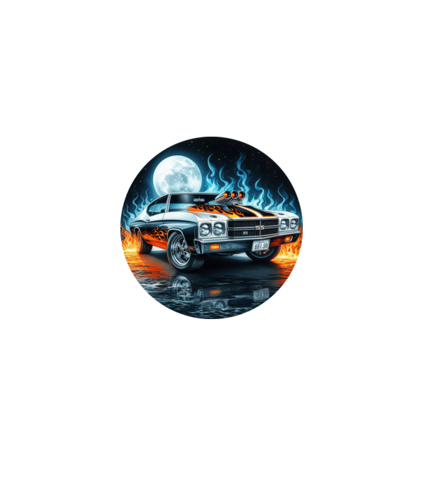 Muscle Car - Izomautó minta fekete pólón