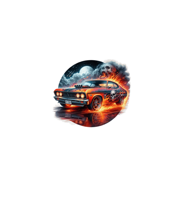 Muscle Car - Izomautó minta fekete pólón