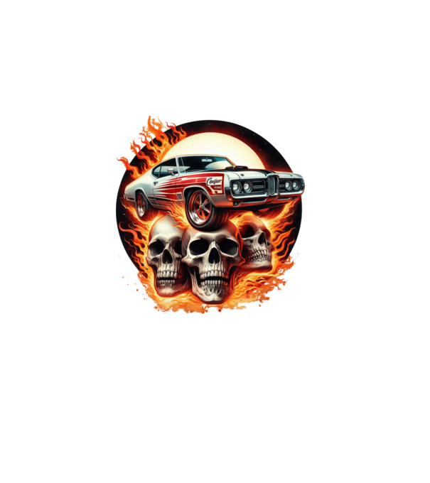 Muscle Car - Izomautó minta sötétkék pólón