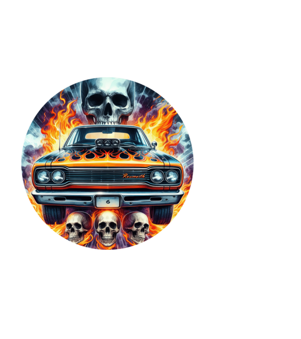 Muscle Car - Izomautó minta fekete pólón