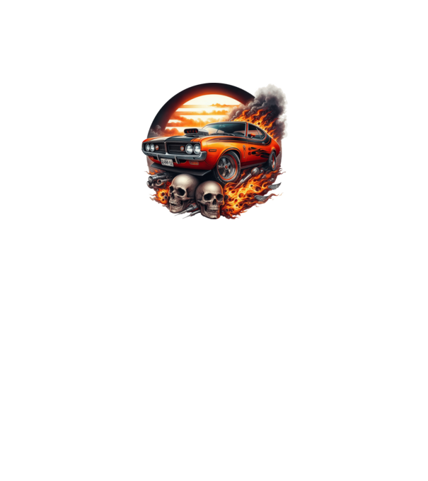 Muscle Car - Izomautó minta fekete pólón