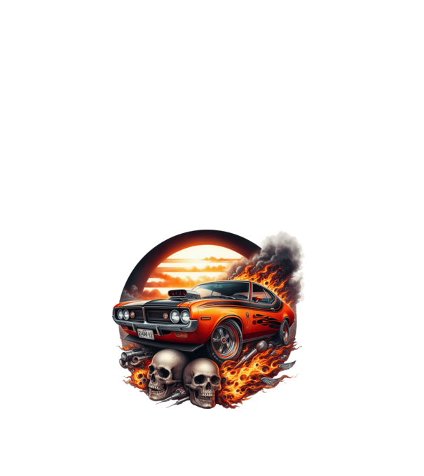 Muscle Car - Izomautó minta fehér pólón