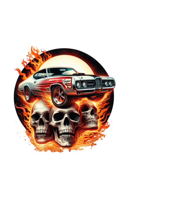 Muscle Car - Izomautó minta fekete pólón