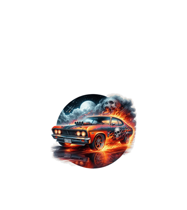 Muscle Car - Izomautó minta fekete pólón