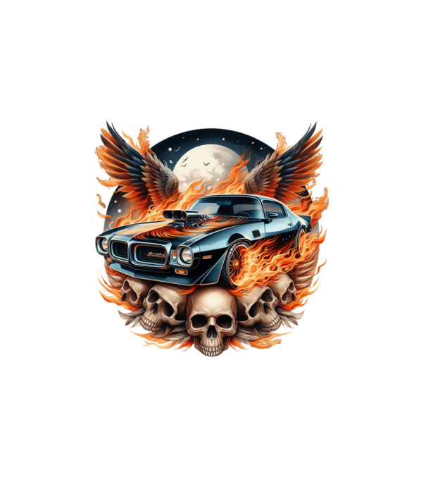 Muscle Car - Izomautó minta fehér pólón