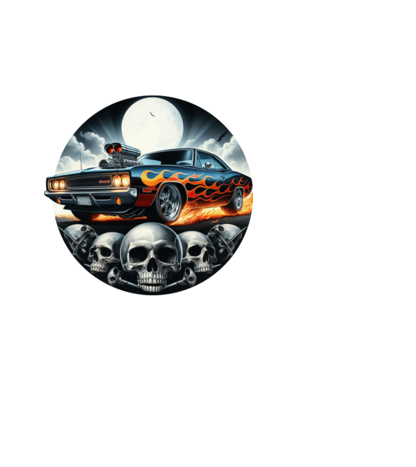 Muscle Car - Izomautó minta fehér pólón