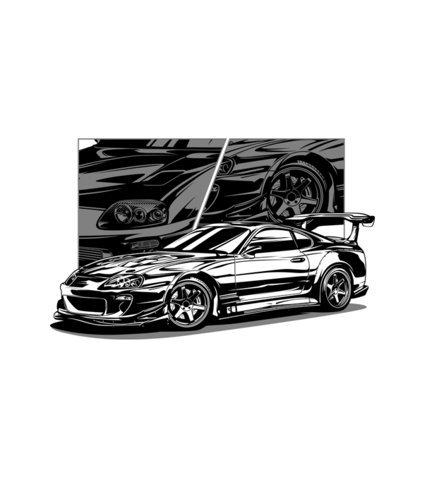 Toyota Supra minta fehér pólón