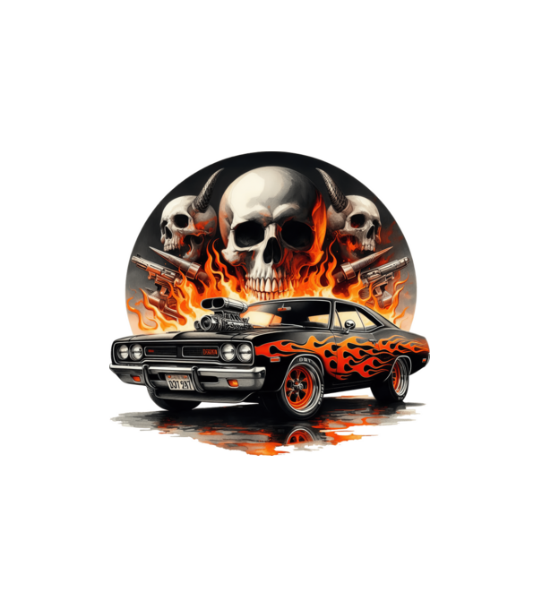 Muscle Car - Izomautó minta fehér pólón
