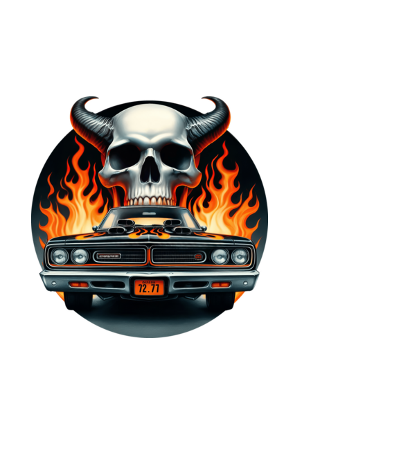 Muscle Car - Izomautó minta fehér pólón