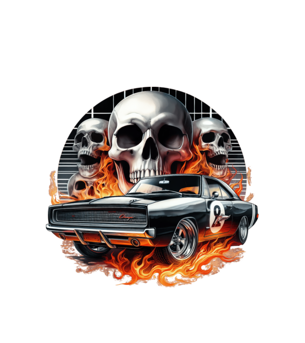 Muscle Car - Izomautó minta fehér pólón