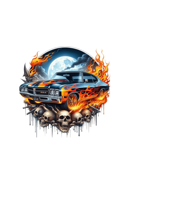 Muscle Car - Izomautó minta fekete pólón