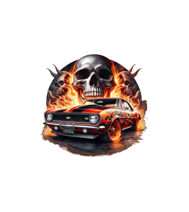 Muscle Car - Izomautó minta fehér pólón