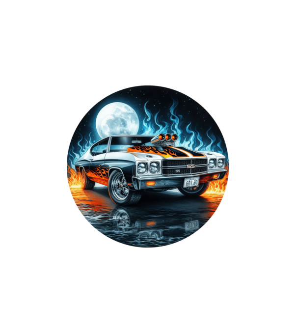 Muscle Car - Izomautó minta fehér pólón