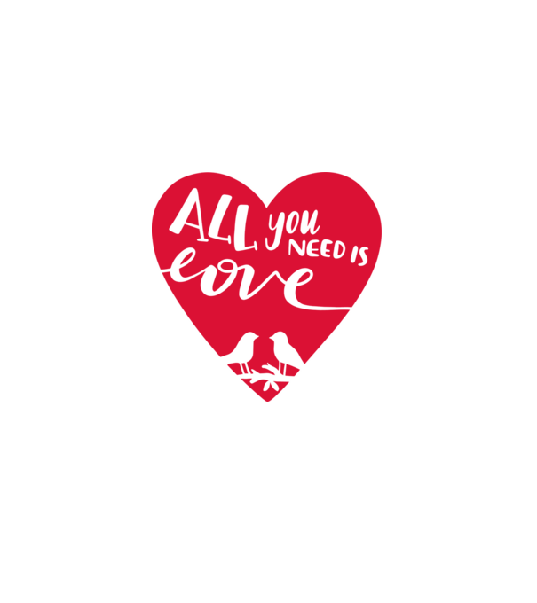 All you need is Love - Csak a Szeretetre van szükséged minta szürke pólón