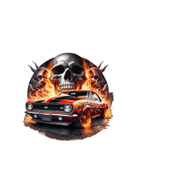 Muscle Car - Izomautó minta fekete pólón