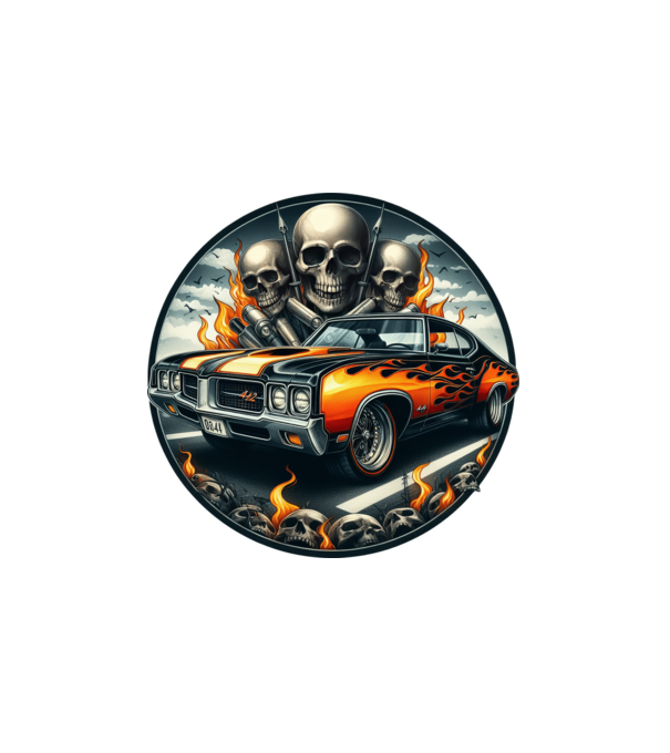 Muscle Car - Izomautó minta fehér pólón