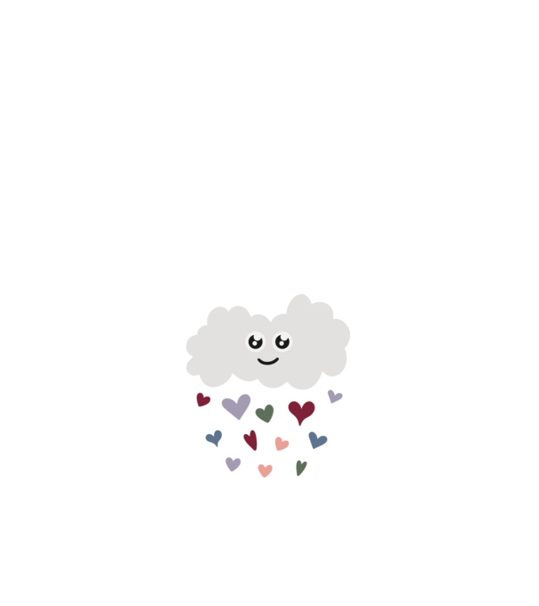 Cloud Hearts - Felhő szívek minta fehér pólón