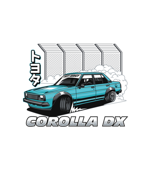 Toyota Corolla E70 minta fehér pólón