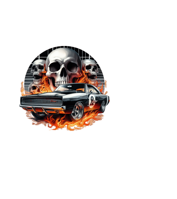 Muscle Car - Izomautó minta fekete pólón