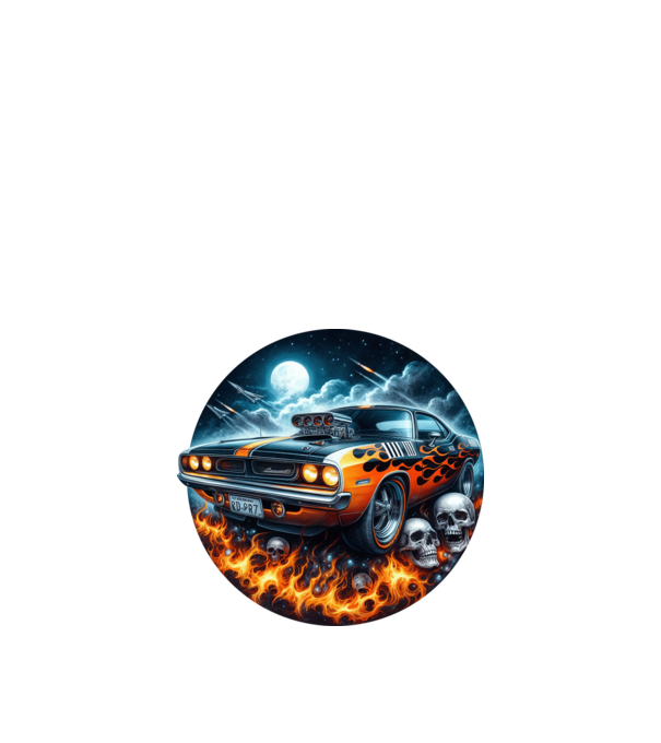 Muscle Car - Izomautó minta fekete pólón