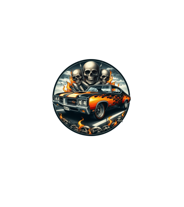 Muscle Car - Izomautó minta szürke pólón