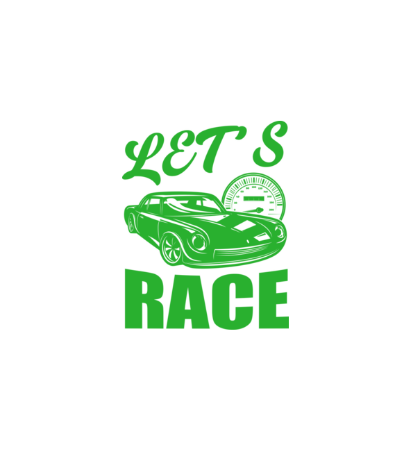 Let's Race - Versenyezzünk! minta fekete pólón
