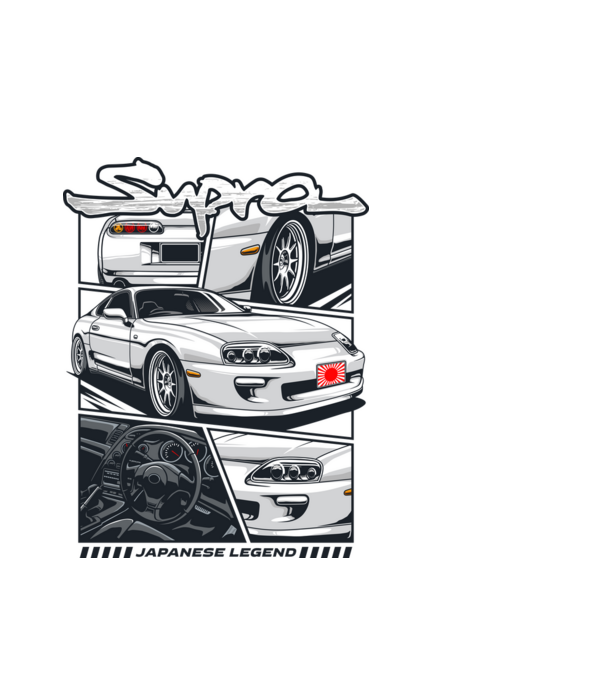 Toyota Supra minta fehér pólón