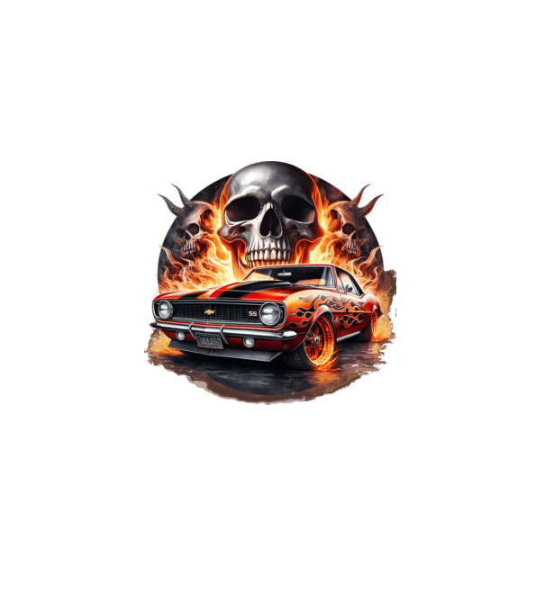 Muscle Car - Izomautó minta fekete pólón