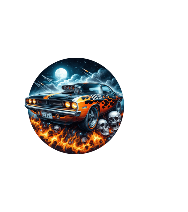 Muscle Car - Izomautó minta fekete pólón
