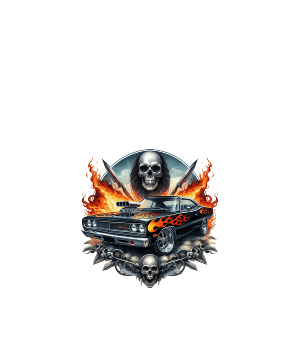 Muscle Car - Izomautó minta fekete pólón