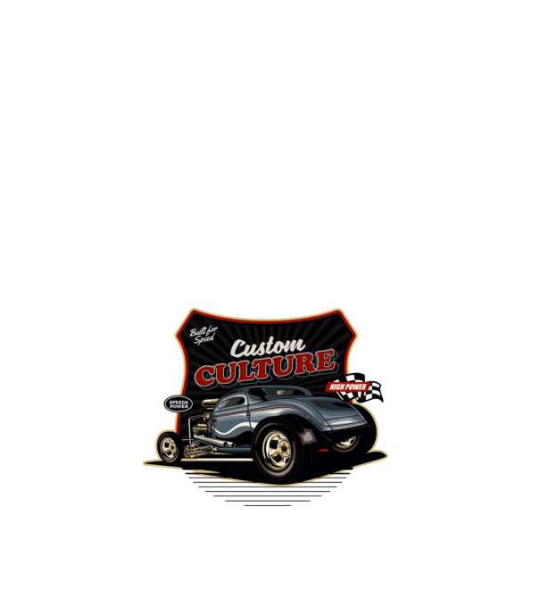 Hot Rod minta fehér pólón