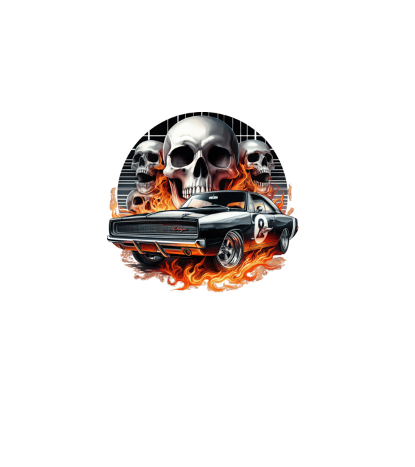 Muscle Car - Izomautó minta sötétkék pólón