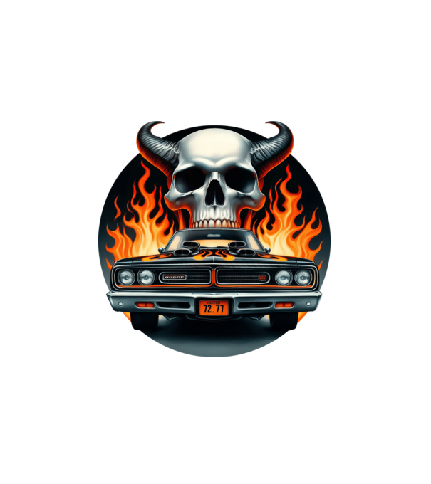 Muscle Car - Izomautó minta fehér pólón