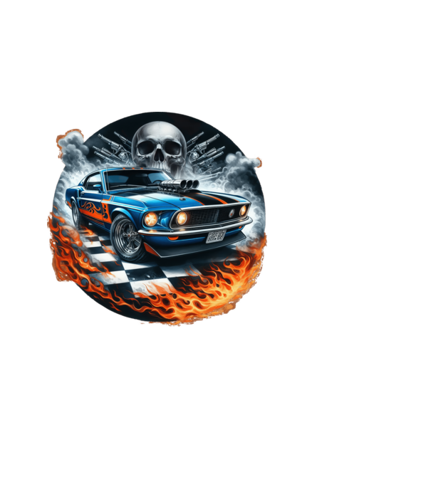 Muscle Car - Izomautó minta fekete pólón